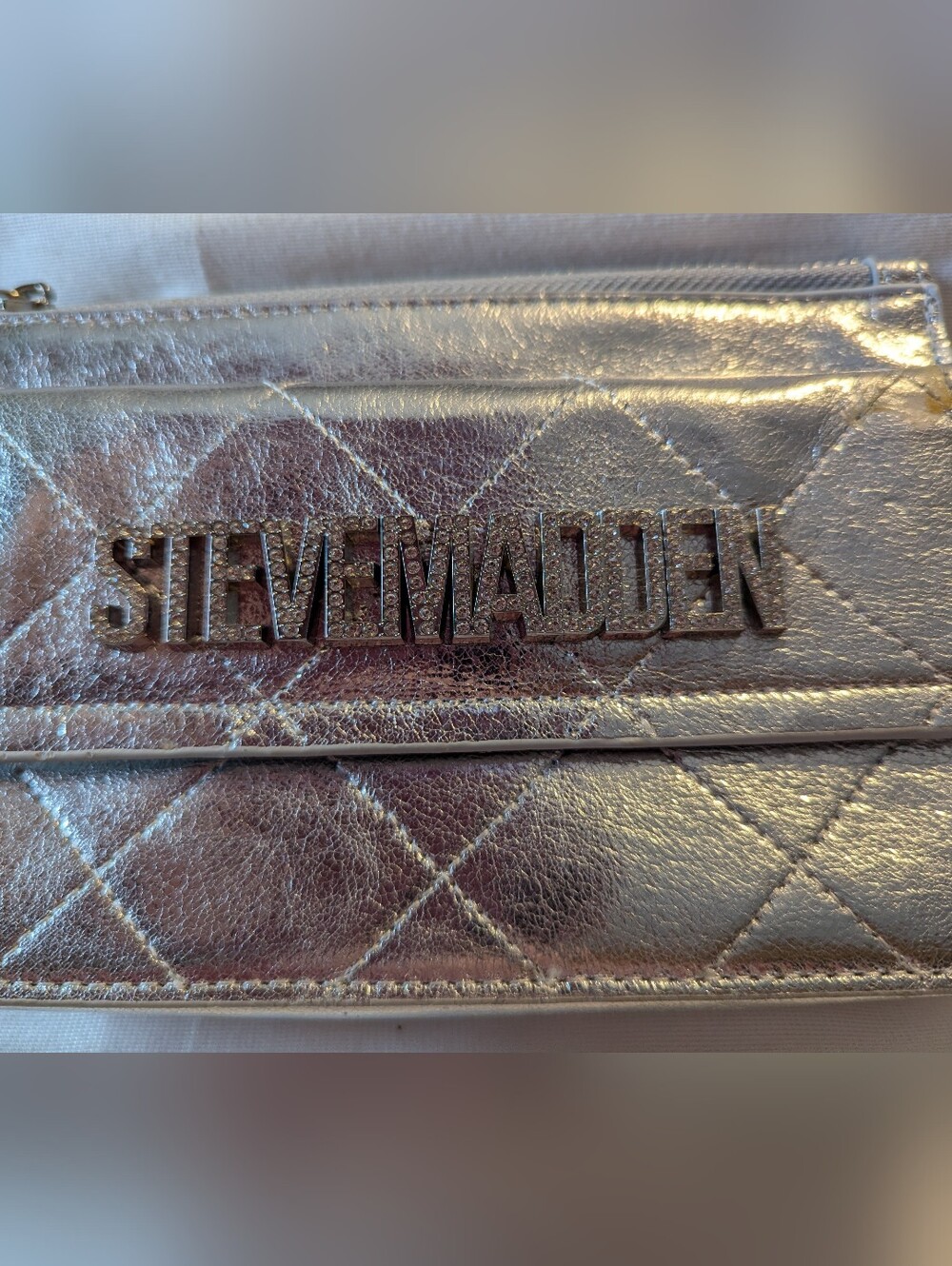 Steve Madden Silver Quilted Wristlet BNWT